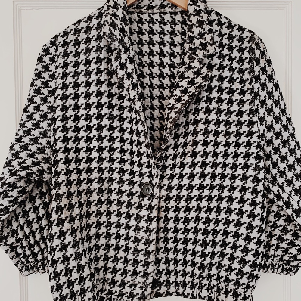 Vintage Houndstooth Cropped Jacket